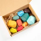Wooden Stacking Stones Balancing Stone Rocks Educational Learning Montessori Toys Building Blocks Set Game