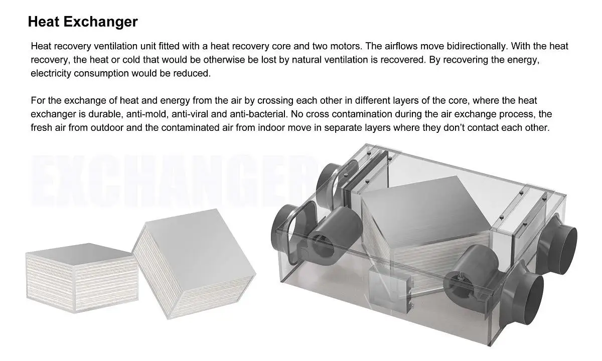 Mvhr Heat Recovery Unit, Ceiling, HRV, ERV - detail 6