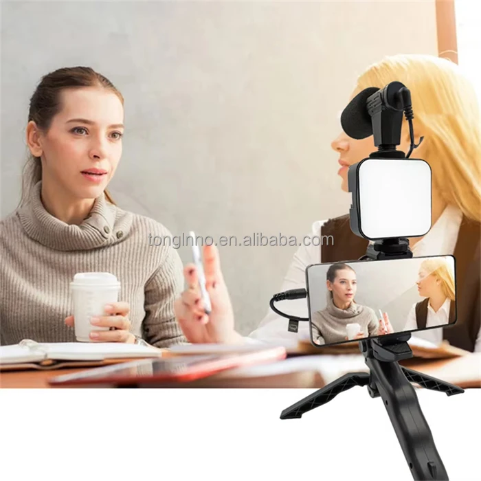 Top Sales AY-49 Video Making Vlog Tripod Kit With Led Fill Light Microphone Vlogging Kits for Live Brocast Table Tripod