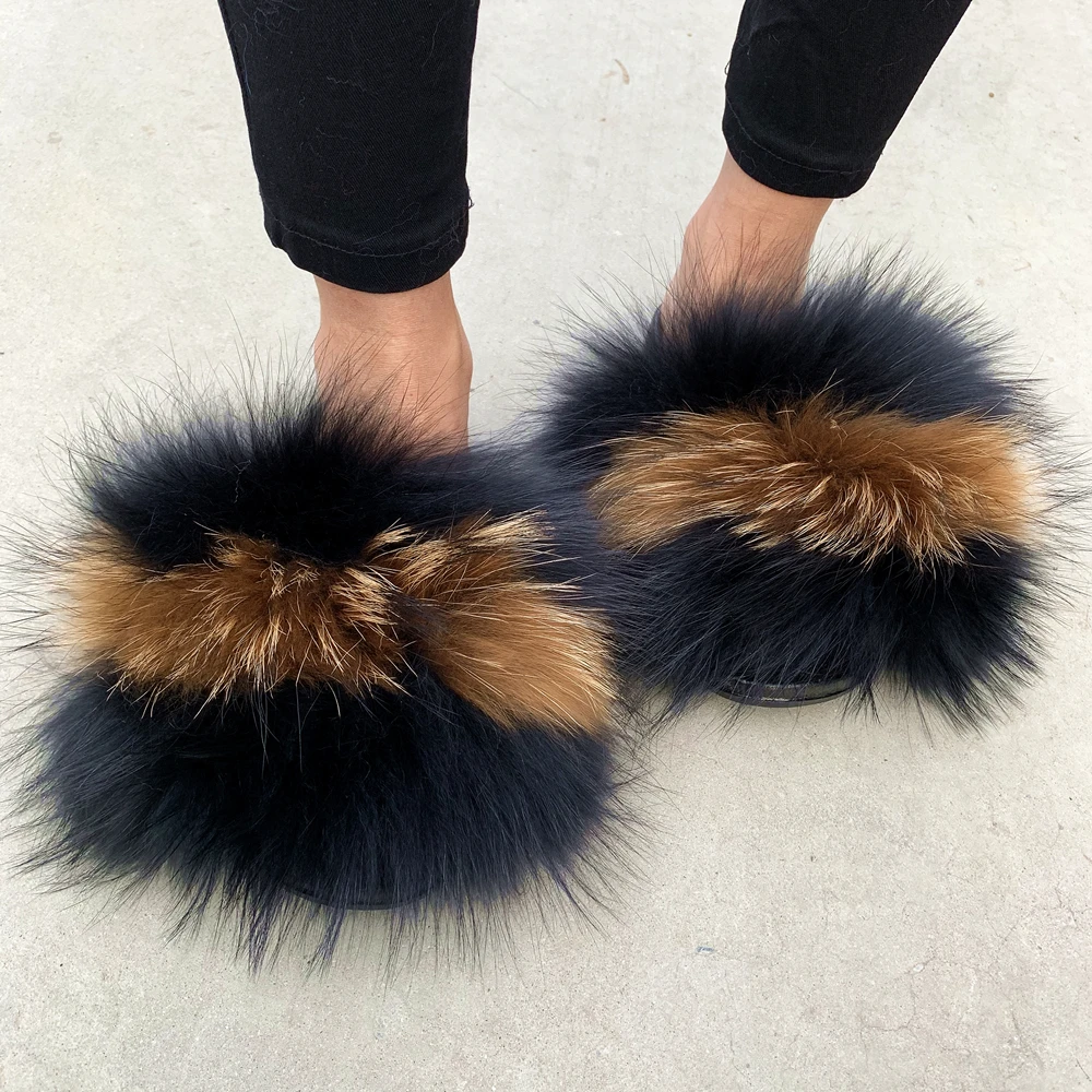 luxury fox fur slippers