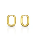 Oval Hoop Chris April Fashion 925 Sterling Silver 18k Gold Plated Retro Oval Elliptical Hoop Ring For Women