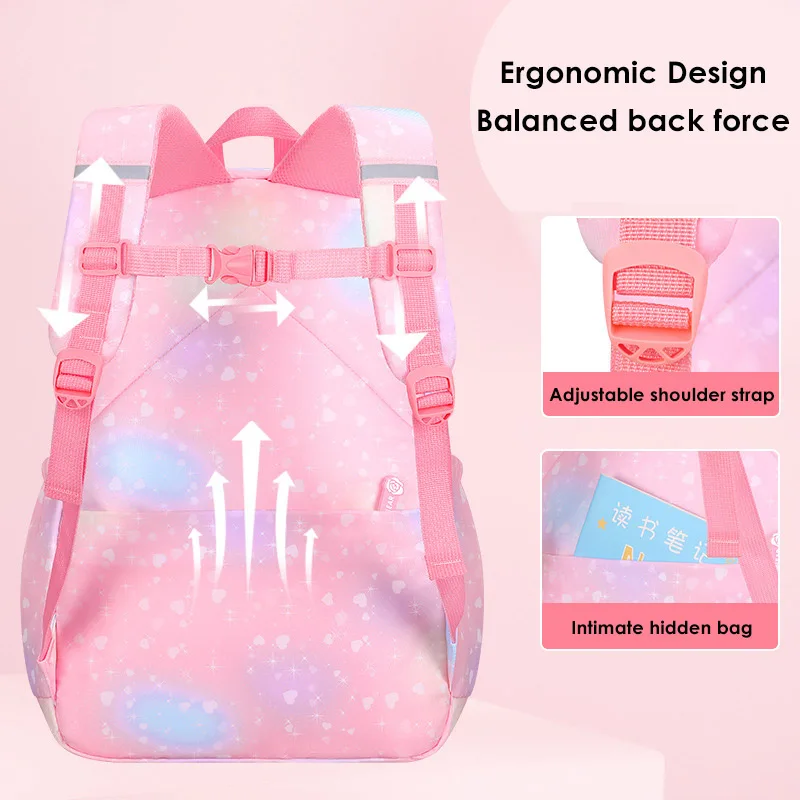 Breathable and durable oxford rainbow school bag 3-color Star Sky Gradient waterproof large capacity backpack School bags girls