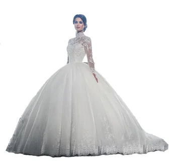 2020 factory price bridal wedding dress wedding grown wedding dress stand collarand White Bride embroidery Dress
