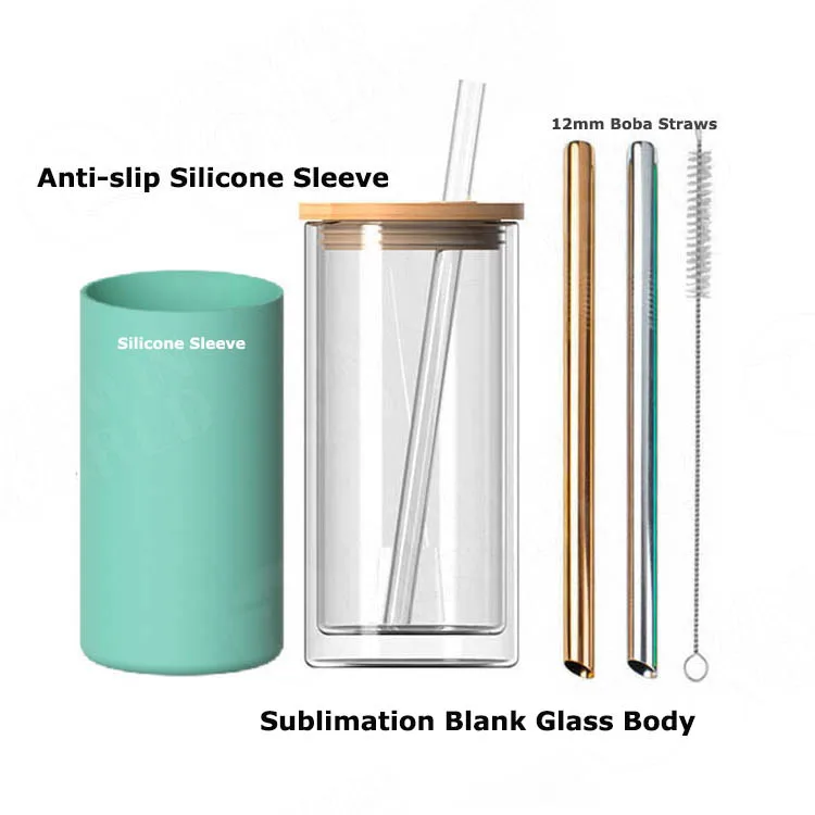 Sublimation blank glass boba tea cup,insulated travel cup smoothie glass tumbler with boba straws for smoothie,coffee,boba tea Sublimation blank glass boba tea cup,insulated travel cup smoothie glass tumbler with boba straws for smoothie,coffee,boba tea