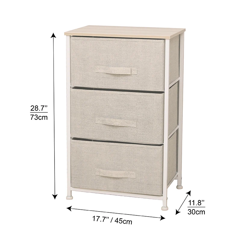 Usine 3 Drawer Wardrobe Storage Organizer Tower Unit DIY Fabric Cabinet Multi-Purpose Dresser Storage Tower