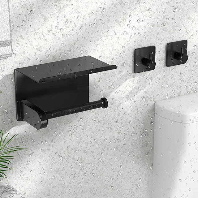 Metal Black Iron Nordic Style Wall Bathroom Tissue Holder