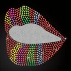 Customized Colorful Kiss Lip Rhinestone And Glitter Hot Fix Design Flatback Rhinestones