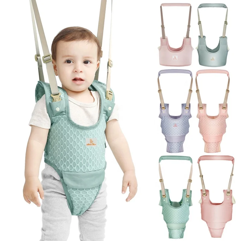 Grey PULUSI Baby Walker Toddler Walking Assistant Handheld Stand Up and Walking Learning Belt Kids Safety Breathable Walking Harness for Baby 6-36 Months 