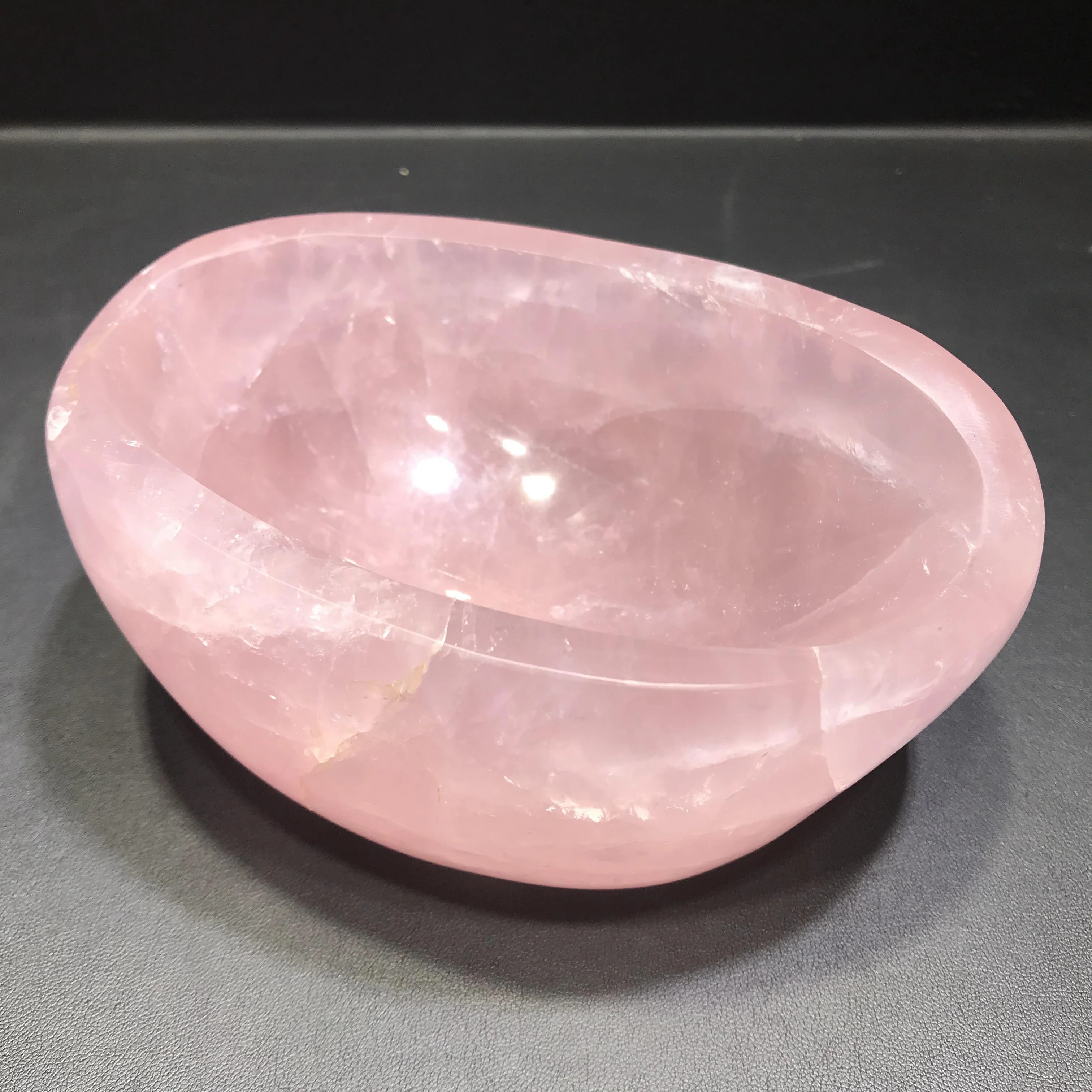 Rose Quartz Hand Carved Bowl Natural Gemstone Polished AAA Bowl Art Work Feng Shui Bowl