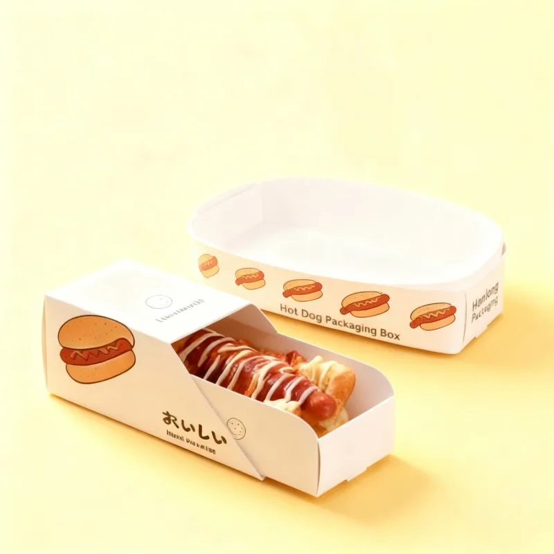 product recyclable rectangular shape coated hot dog break box delicious cookie pastry box-5