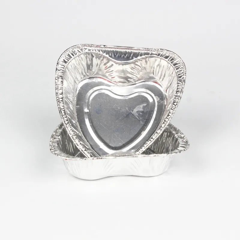 product fluted edge aluminum foil bowl heart shaped disc bowl lightweight foil bowl for cake presentations-2
