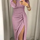 Evening 2021 New Women's Package Hip One-neck Dress Sparkling Dinner Dress Evening Dress