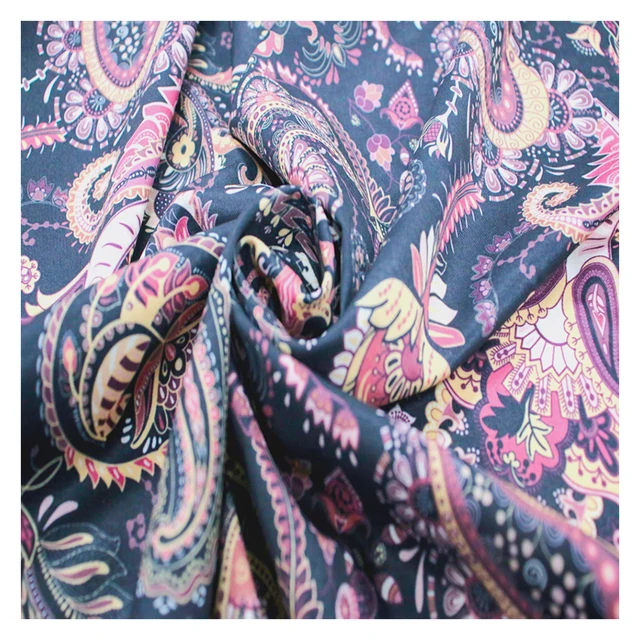 Hot Sale 100% Polyester Custom Digital Printed Silk Fabric Organic for Garments Bags Suits Sleepwear Underwear for Girls