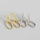 18k Gold Earrings Isunni S925 Sterling Silver 18k Gold Plated Double Rectangular Hoop Earrings