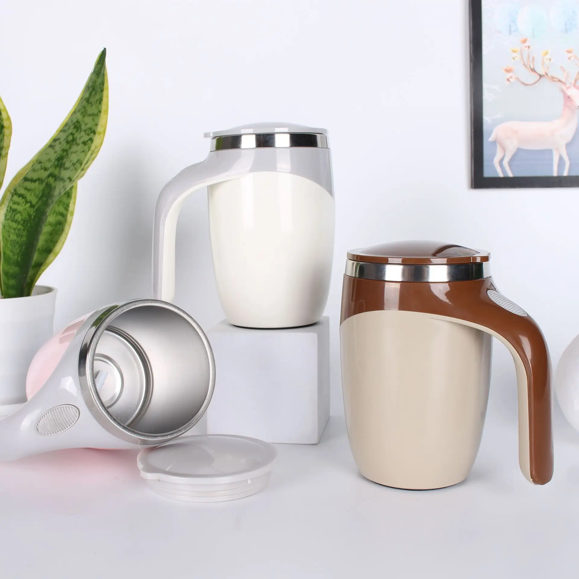 Electric Stirring Coffee Cup Milk Cup Office tea cup Rechargeable Stainless steel