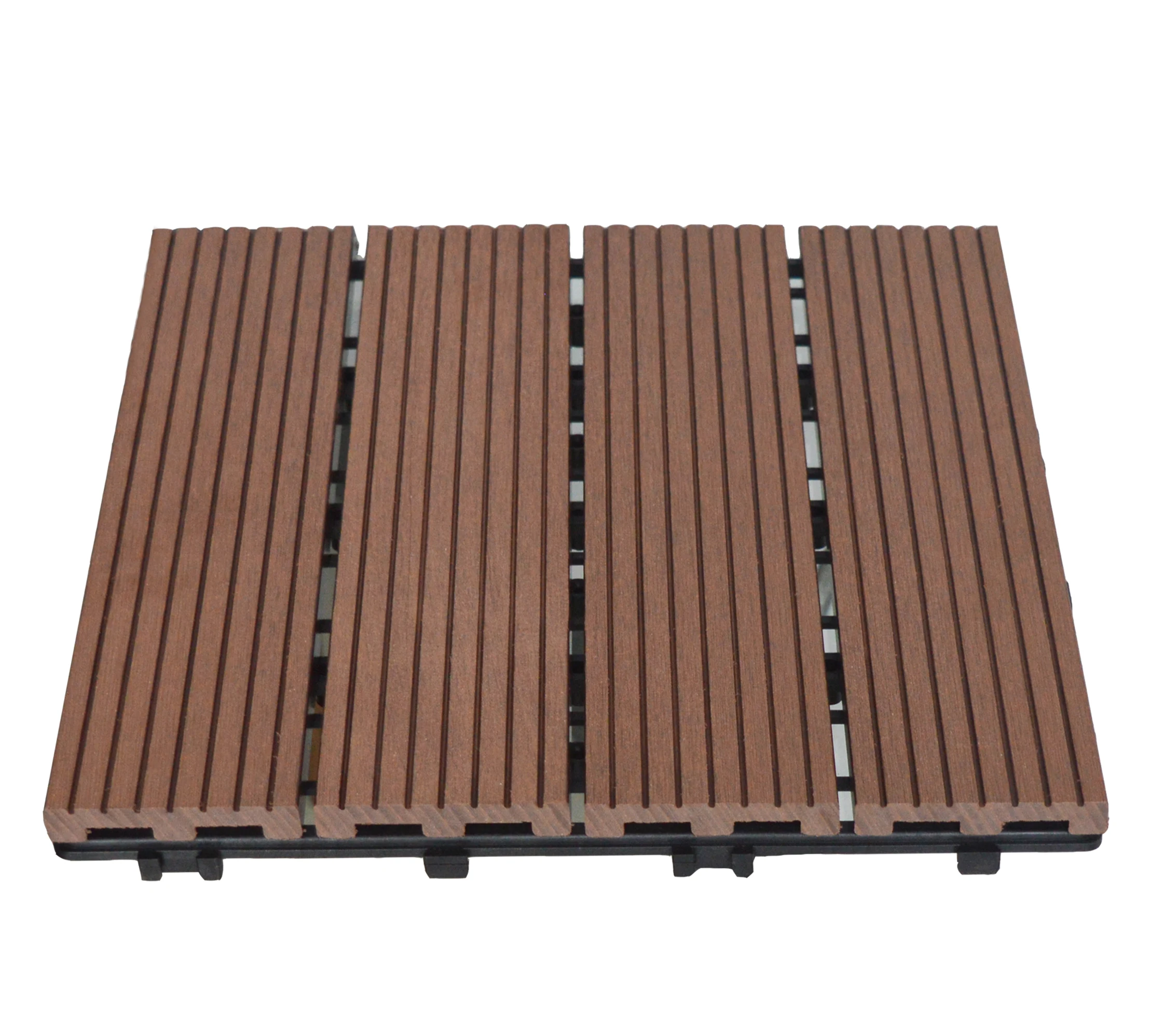 SIENOC WPC DIY teja la corrosión anti del suelo al aire libre compuesto plástico de madera 30x30 cm, 22 piezas Marron oscuro