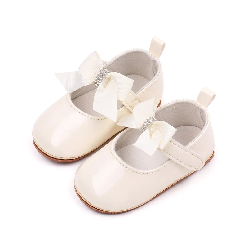 Pure Color PU Leather Baby Dress Shoes Soft TPR Toddler Shoes Girls Breathable Lightweight Anti-Slip Flat Style Fabric Insole details