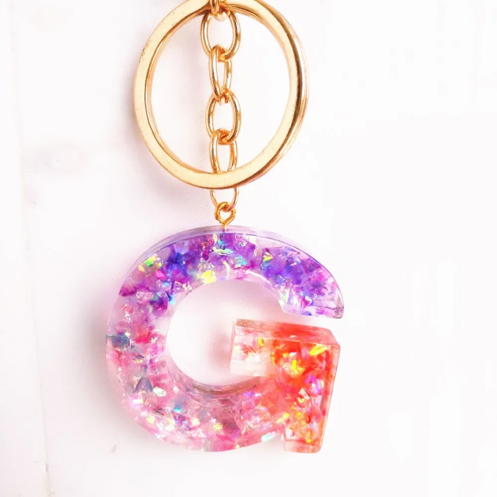 Resin Keyring • A-Z Initial/Letter • Personalised • Bag Charm • Birthday Gift 