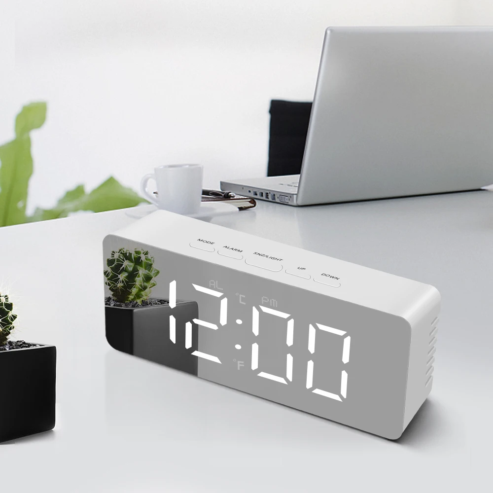 Mult-function DIY Digital LED Mirror Matrix Desktop Alarm Decoration Clock 