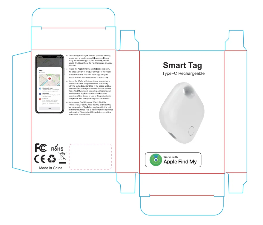 RSH Type C Rechargeable 'Find My' Mini GPS Tracker MFi Certified Key Finder Locator for Apple Devices Wallet Luggage Global factory