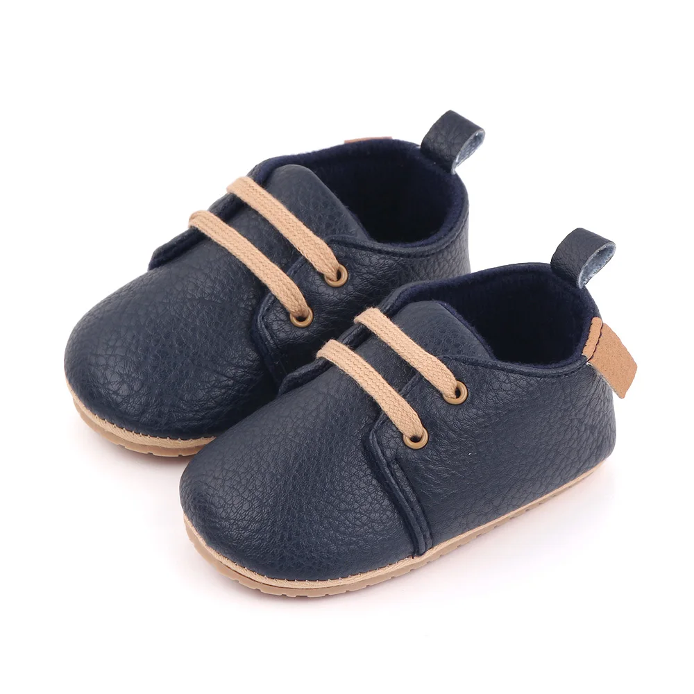 Casual Baby Boys Non-slip TPR Sole Newborn Toddler Lace Shoes Infant Dress Boys Shoes factory