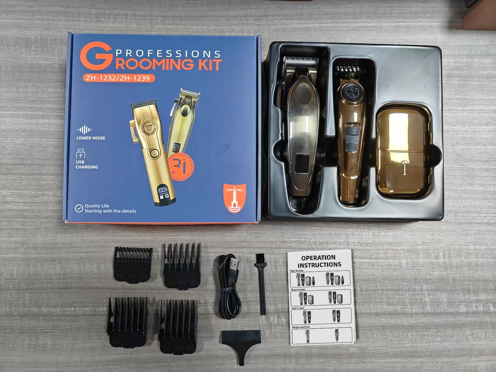 Professional USB Hair Cutter Trimmer Set for Humans Stainless Steel Barber Clippers for Household Hotel Use English Operating supplier