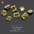 GIGAJEWE Fancy Synthetic Lab Grown Moissanite Diamond Stone Vivid Yellow Asscher Cut Loose Gemstone