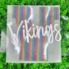 Heat Press Iron On Big V Rainbow Foil Vikings 3D Puff Vinyl Heat Transfer Only For T shirt