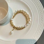 Pearls Necklace Ins Hot Style 48cm Brass Plated 18k Gold Patchwork Natural Baroque Pearls Necklace
