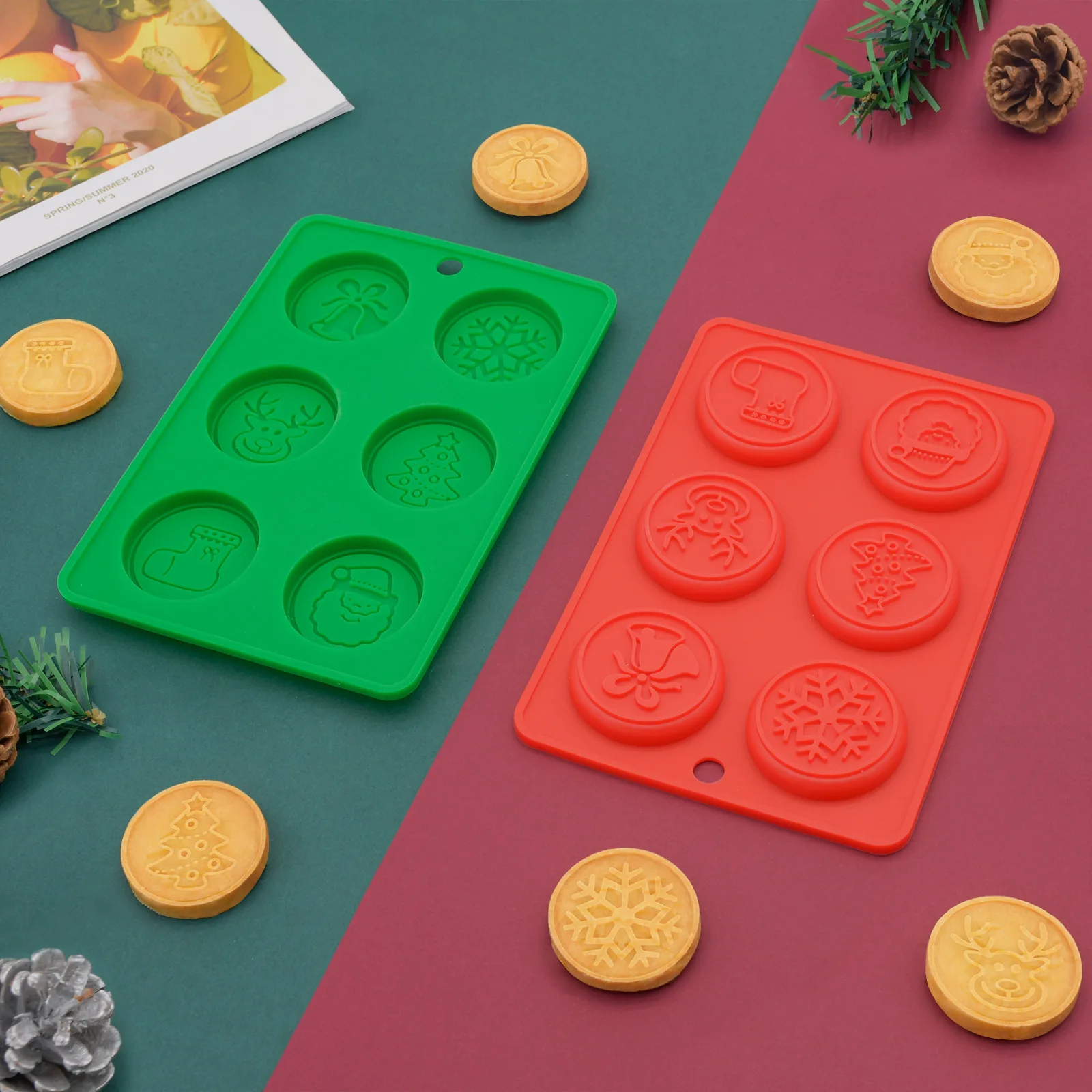 Christmas Silicone Baking Mold, Food-Grade Snowflake Deer Pattern Mould,DIY Cookie Chocolate Oven Baking Tool supplier