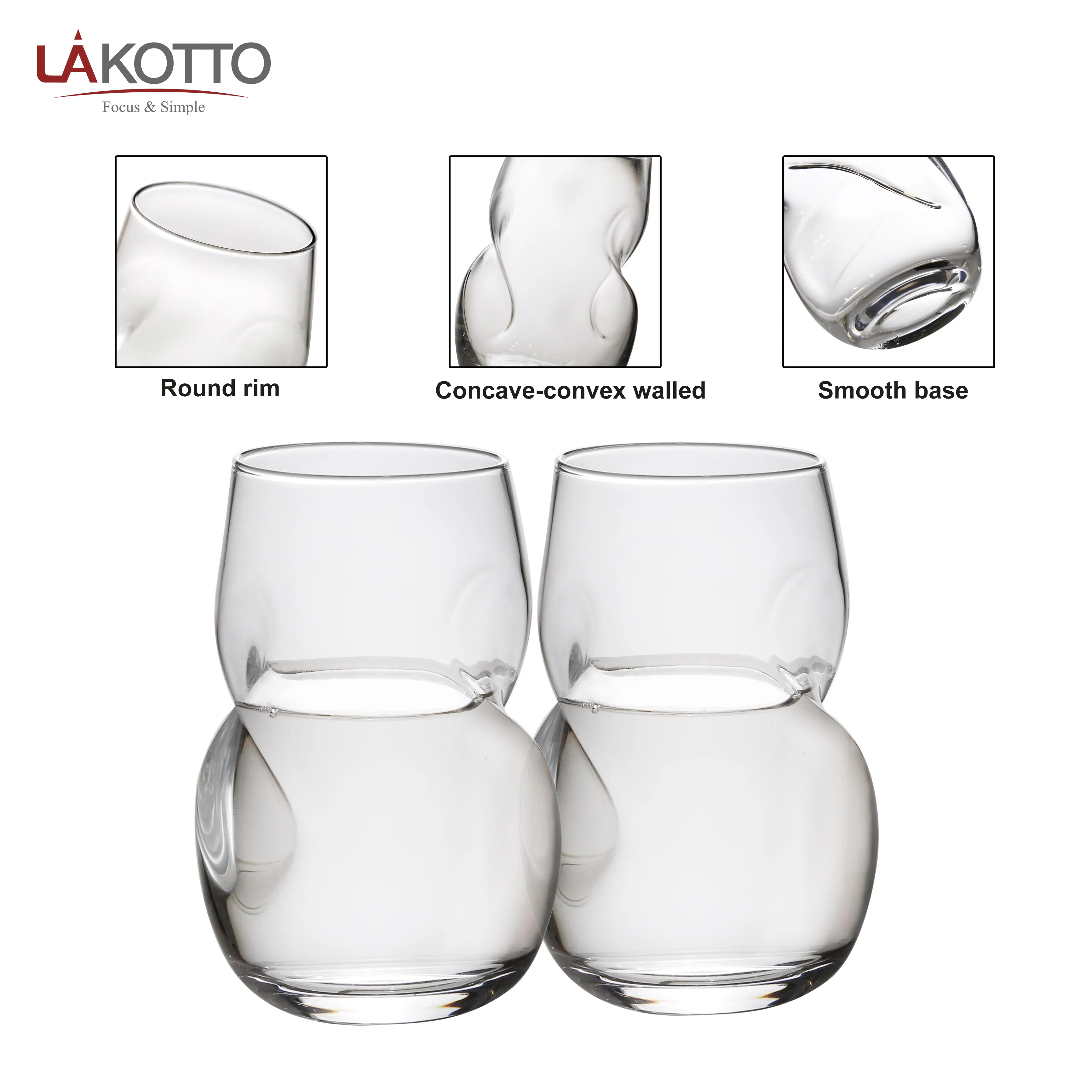Stemless With Finger Indentations For Water Glass Cup Premium Packaging For Gifting