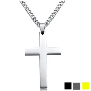New Fashion Titanium Cross Gold Silver Black Prayer Choker Cross Pendants For Men Jewelry Stainless Steel Necklaces