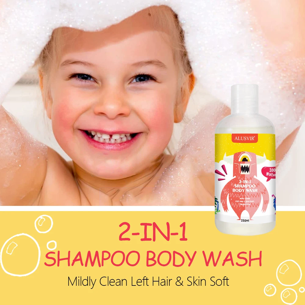 Private Label Kids Baby Natural Curly Hair Shampoo Body Wash 2 In 1 Conditioner Hair Styling Edge Control Hair Care Set 3 In 1