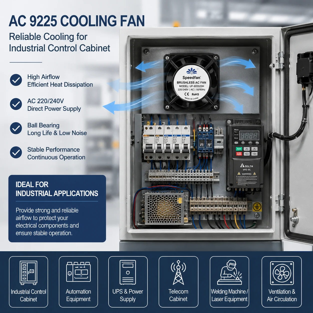 Axial Flow Fan, 92mm, 220V, CNC - detail 8
