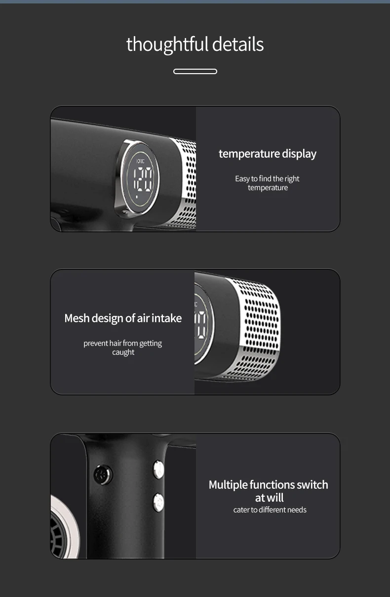 1600W hot sale Negative Ion bldc brushless High Speed Hair Dryer With 3 Levels hairdryer professional salon mini travel