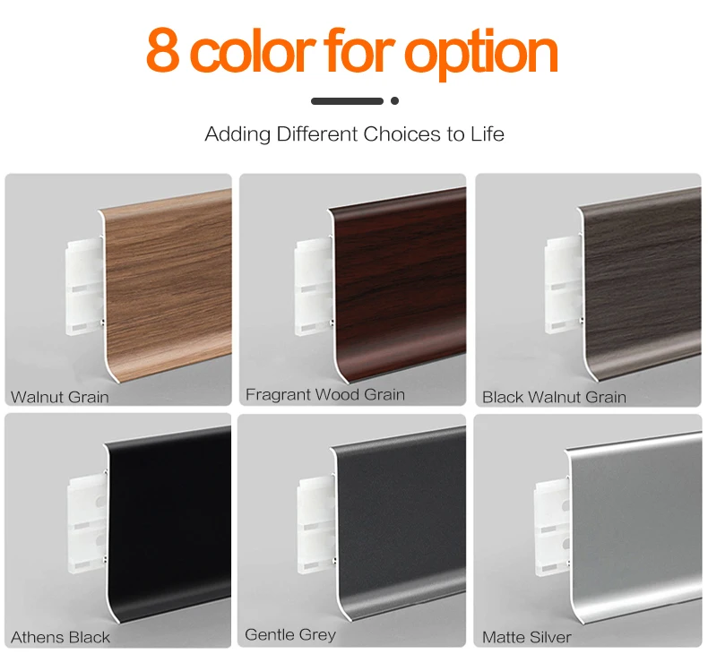 Beautiful Colors Led Aluminium Profile Skirting Baseboard Wall Skirting