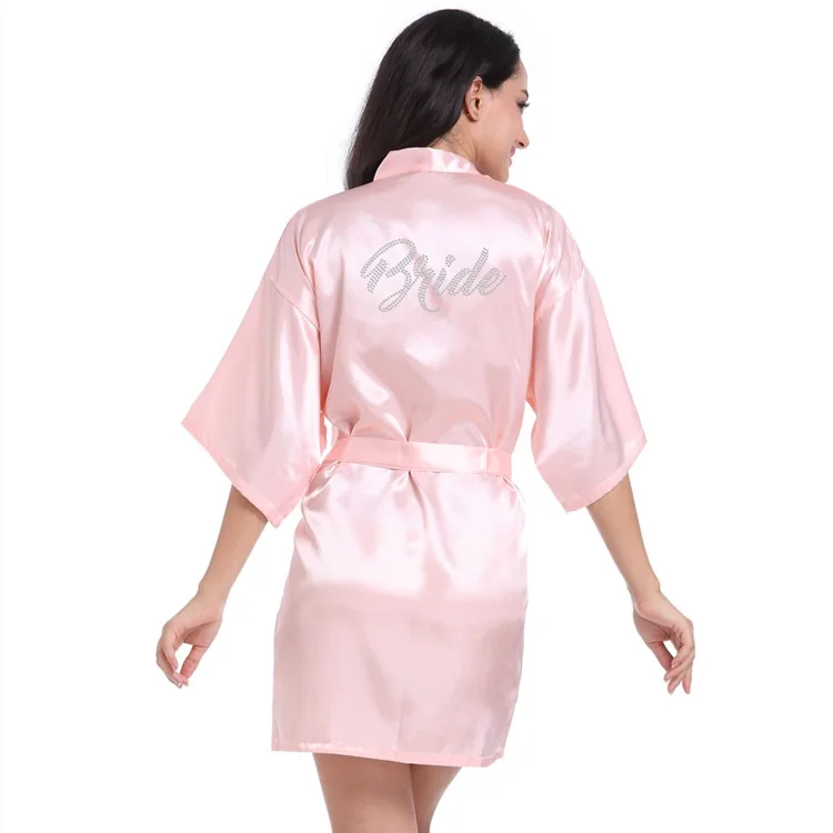 Women Silk Satin Short Night Robe Solid Kimono Fashion Bath Robe Sexy