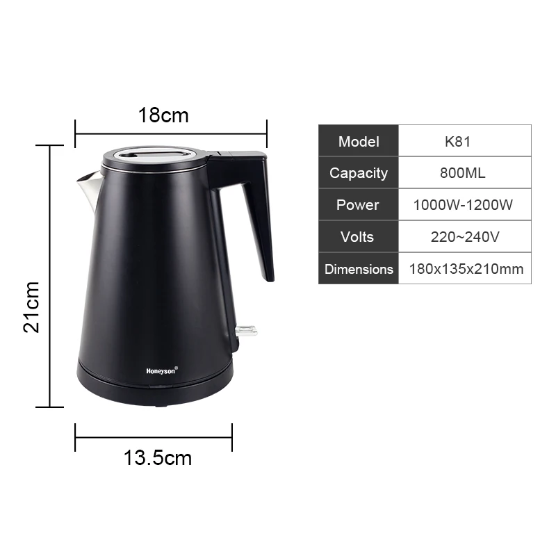 K81 Wholesale of high-grade electric kettle stainless steel 0.8L