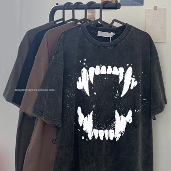 custom men clothing manufacturers faded graphic vintage washed t shirts black printed wash t-shirt for men oversized tshirt