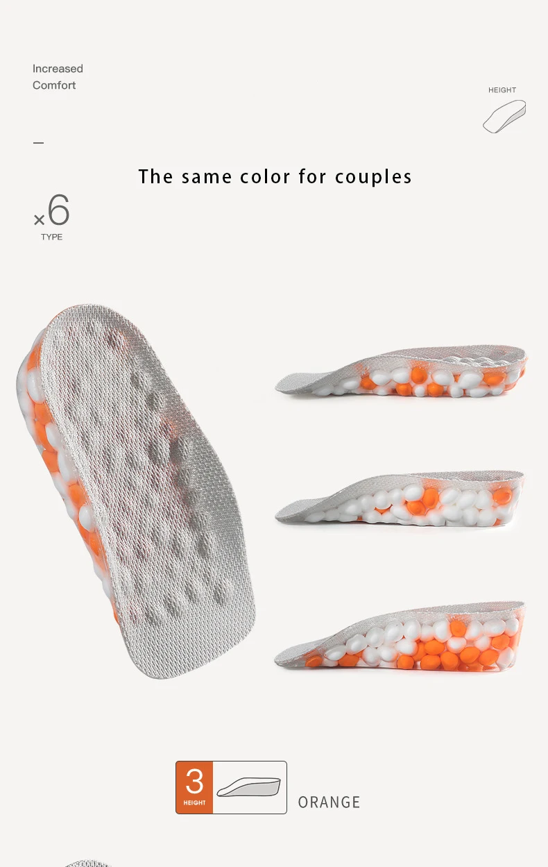 Popcorn PU Height Increase Insoles Arch Support Shoe Pads Popcorn PU Height Increase Insoles Arch Support Shoe Pads