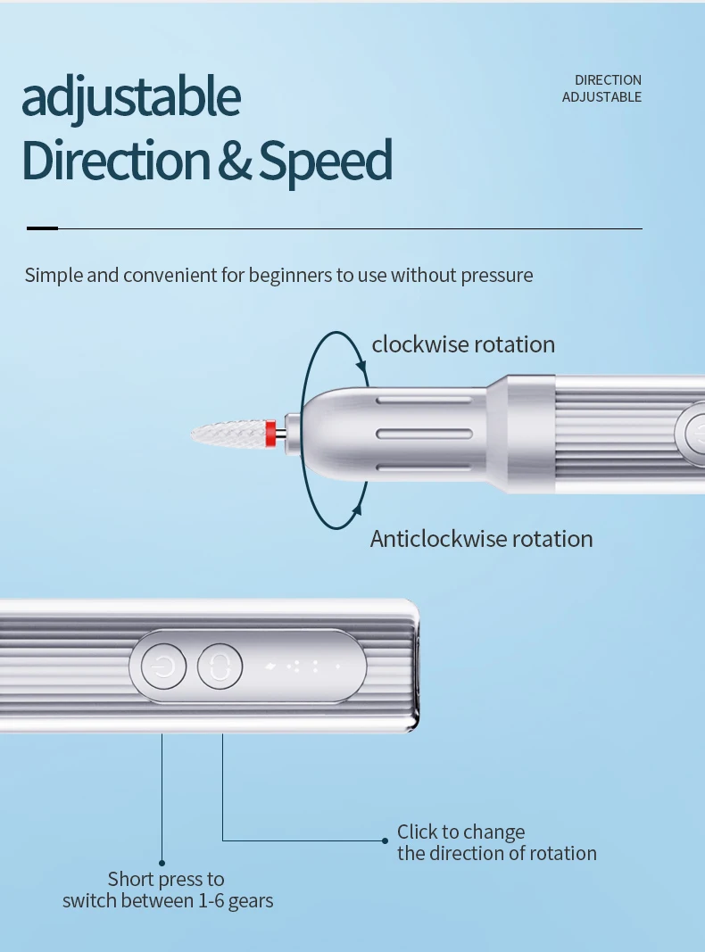AT-NDB-258 Rechargeable Manicure Grinder Electromechanical Mini Portable Nail Remove Pen Polishing Extracting Skin Manicure Tool factory