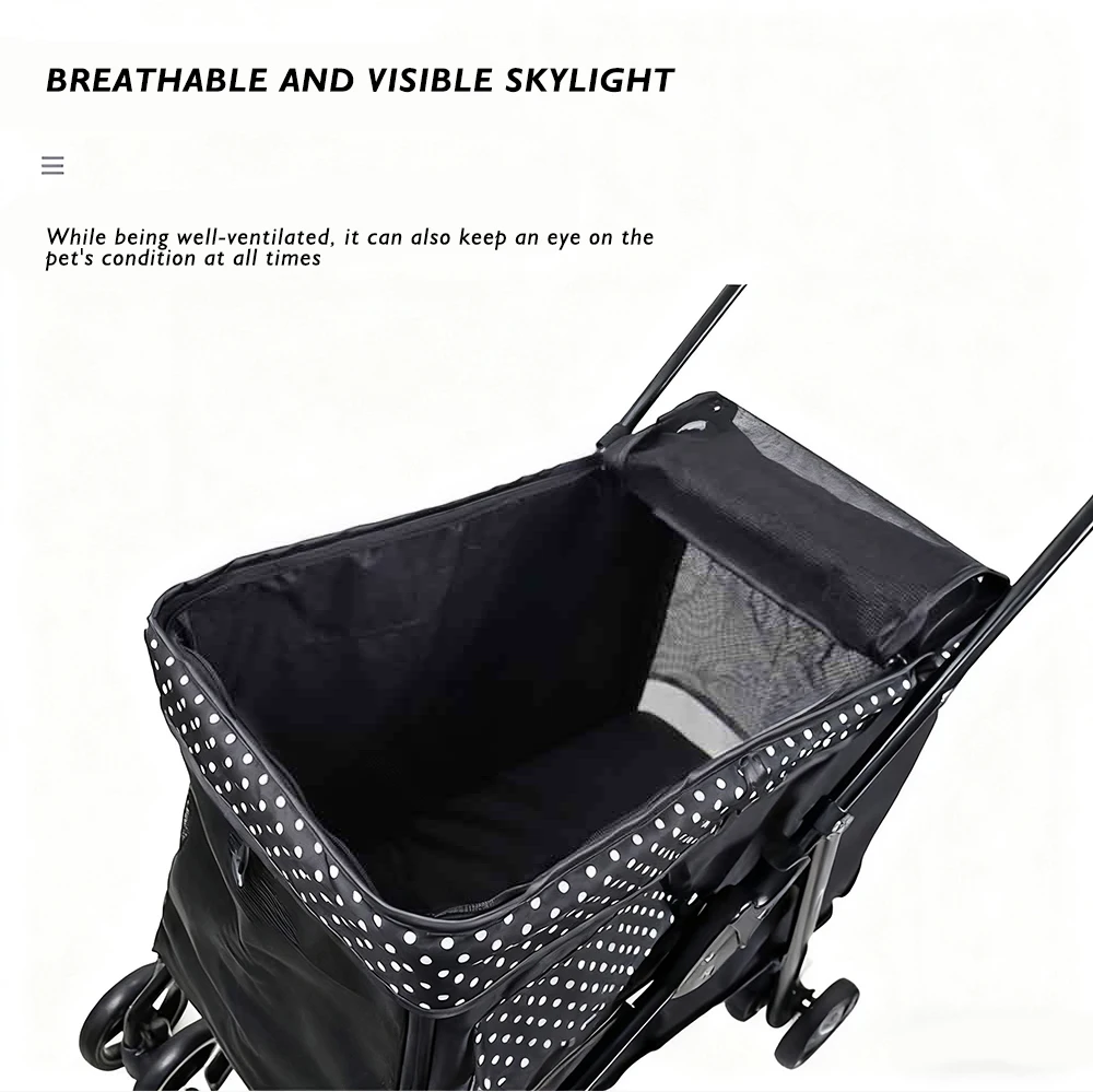 300D Oxford Cloth Foldable Pet Stroller 15KG Capacity Spacious for Cats and Dogs with Brake Storage Bag Pet Products manufacture