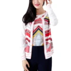 Coats Spring Fashion 100% Silk And Polyester Black And White Casual Ladies Coats