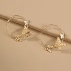Fashion Earrings Hoop Fashion Simple Jewelry Butterfly Earrings Personalized Metal Circle Hoop Earrings