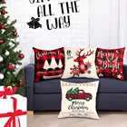 Ourwarm Amazon Top Seller 45*45cm Black Red Plaid Throw Cushion Case Christmas Pillow Cover