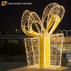 Led LJ Holiday Lighting New Design For Led Outdoor Street Decoration Motif 3D Hollow Out Gift Box Lights