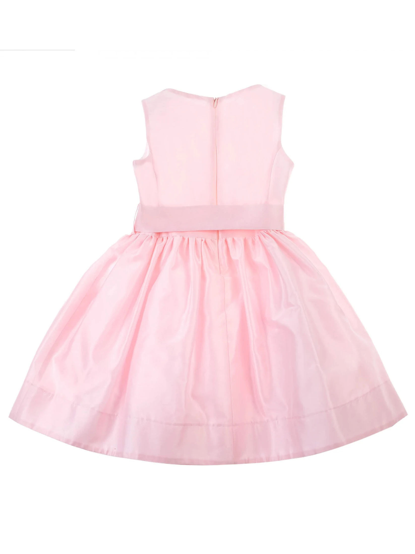 New design European style kids clothing pink sleeveless round neck girls party dress with ruffle pockets