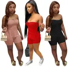 Clothing New Style Solid Color Strapless Vent 2 Piece Set Women Clothing 2 Piece Women Short Set