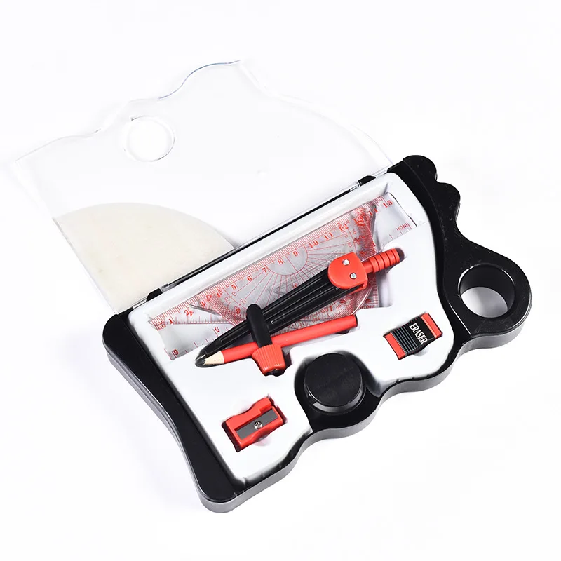 Cheap Custom Drawing Geometry Compass Math Set School With Pencil Sharpener Eraser Ruler