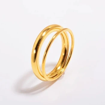 Double circles 316l stainless steel rings wholesale pvd 18k gold plated stainless steel ring finger ring for women